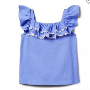 Janie and Jack 100048836 Circle Trim Ruffle Top  deep periwinkle NWT